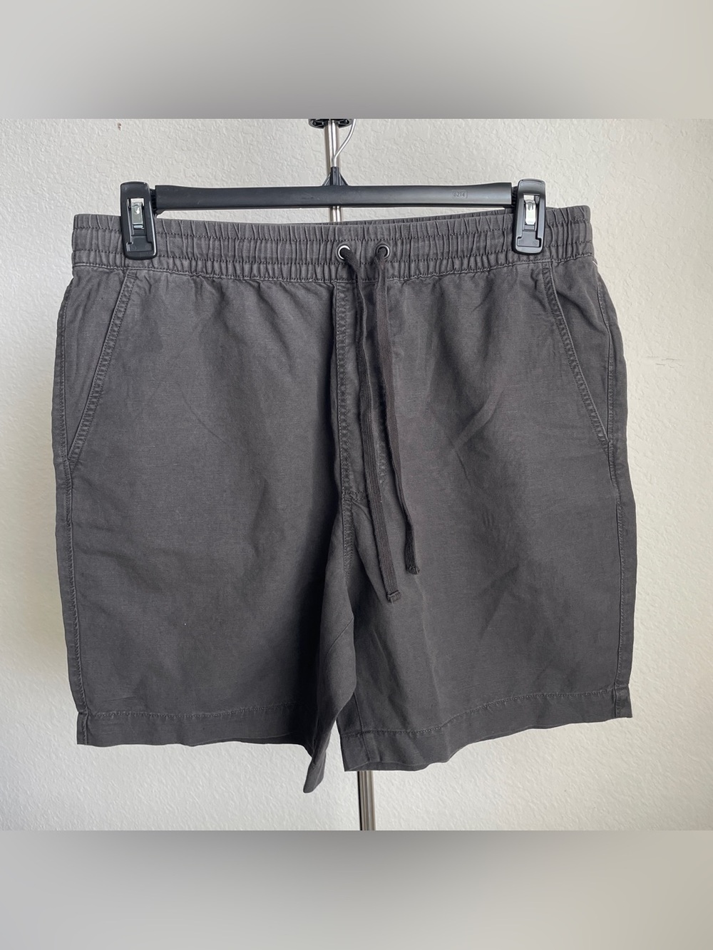 Lucky Brand L Charcoal Gray Linen Blend Drawstring Shorts Cruise Summer Vacation